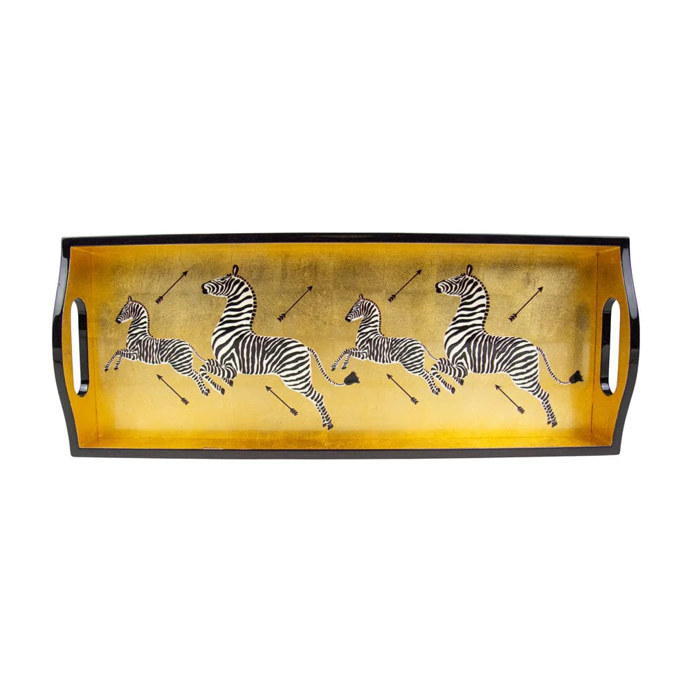 
                  
                    Load image into Gallery viewer, Gold Zebras Lacquer Bar Tray
                  
                