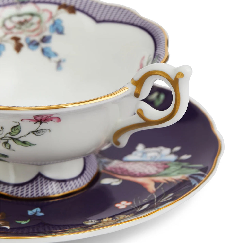 
                  
                    Load image into Gallery viewer, Midnight Crane Teacup &amp;amp; Saucer
                  
                