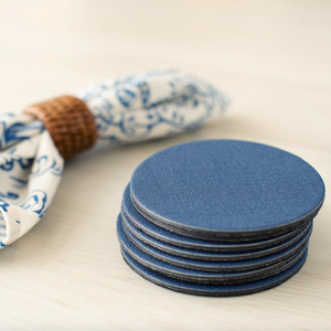 
                  
                    Load image into Gallery viewer, Classic Canvas Felt-Backed Coasters in Navy 8pcs
                  
                