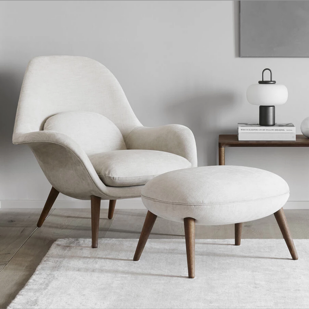 
                  
                    Load image into Gallery viewer, Swoon Lounge Chair + Footstool
                  
                