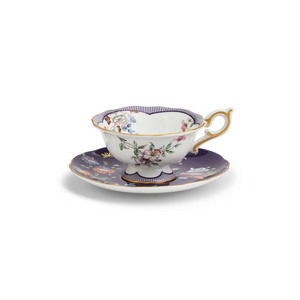 
                  
                    Load image into Gallery viewer, Midnight Crane Teacup &amp;amp; Saucer
                  
                