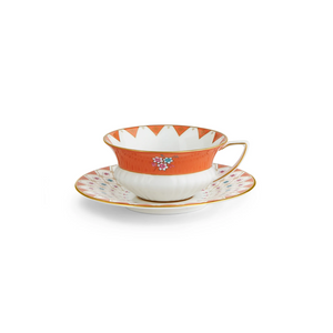 
                  
                    Load image into Gallery viewer, Peony Diamond Teacup &amp;amp; Saucer
                  
                