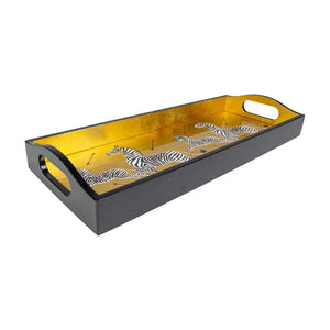 
                  
                    Load image into Gallery viewer, Gold Zebras Lacquer Bar Tray
                  
                